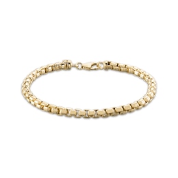 5mm Rounded Box Chain Bracelet Hollow 10K Yellow Gold 8.5"