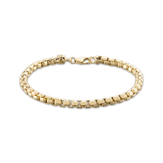 5mm Rounded Box Chain Bracelet Hollow 10K Yellow Gold 8.5"