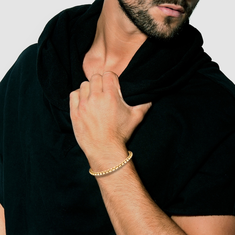 Main Image 3 of 5mm Rounded Box Chain Bracelet Hollow 10K Yellow Gold 8.5"