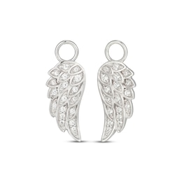 White Lab-Created Sapphire Wing Earring Charms Sterling Silver