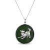 Thumbnail Image 1 of Nephrite Jade Year of the Dog Chinese Zodiac Necklace Sterling Silver 18"