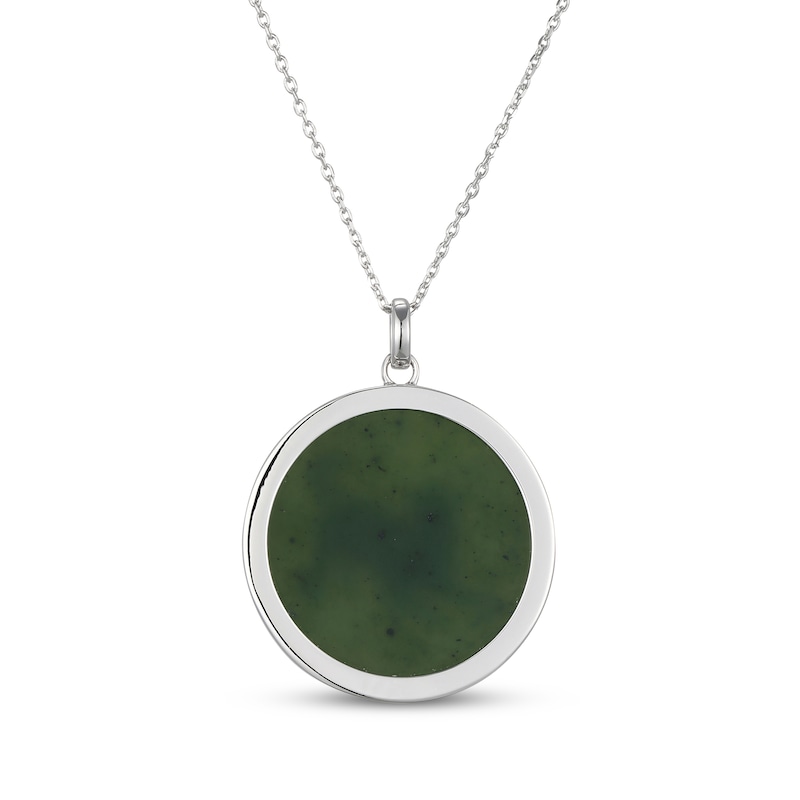 Main Image 3 of Nephrite Jade Year of the Dog Chinese Zodiac Necklace Sterling Silver 18"