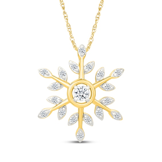 KAY Lab-Grown Diamonds Snowflake Necklace 1/4 ct tw 10K Yellow Gold 18"