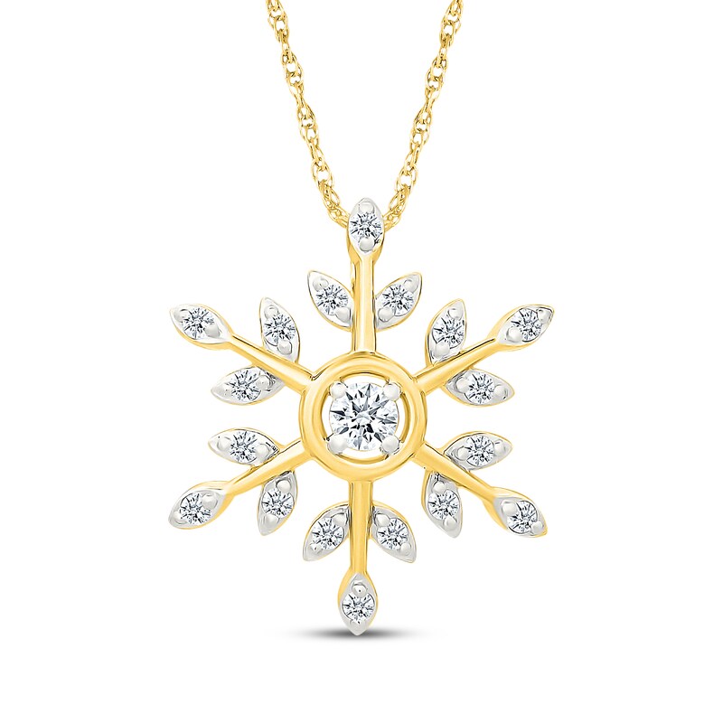 Main Image 1 of KAY Lab-Grown Diamonds Snowflake Necklace 1/4 ct tw 10K Yellow Gold 18"