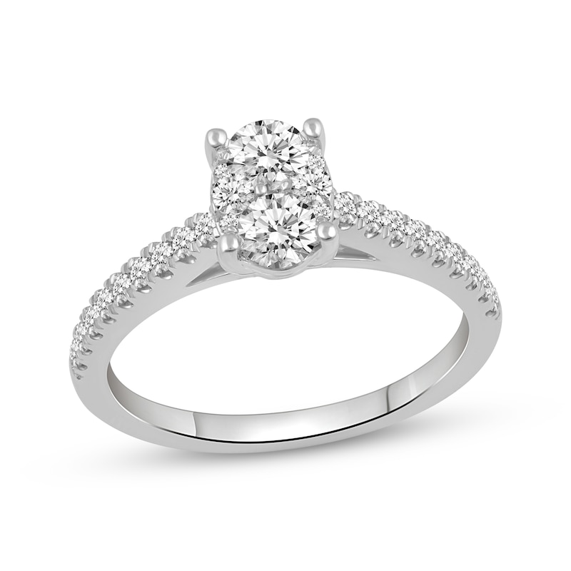 Main Image 1 of Adore Multi-Diamond Oval Engagement Ring 3/4 ct tw 10K White Gold