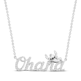 Disney Treasures Lilo & Stitch Diamond "Ohana" Necklace 1/8 ct tw Sterling Silver 18"
