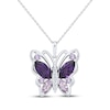 Thumbnail Image 1 of Amethyst, Pink Quartz & White Lab-Created Sapphire Butterfly Necklace Sterling Silver 18"