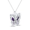 Thumbnail Image 3 of Amethyst, Pink Quartz & White Lab-Created Sapphire Butterfly Necklace Sterling Silver 18"