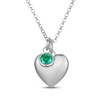 Thumbnail Image 1 of Lab-Created Emerald & Puff Heart Charm Toggle Necklace Sterling Silver 18"