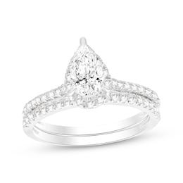 Adore Lab-Grown Diamonds Pear-Shaped Halo Engagement Ring 1 ct tw 14K White Gold