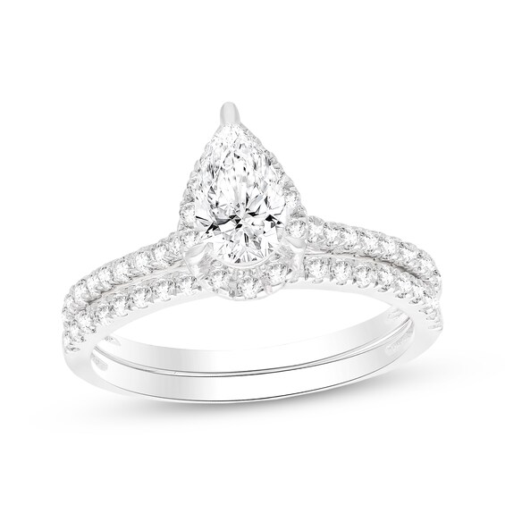 Adore Lab-Grown Diamonds Pear-Shaped Halo Engagement Ring 1 ct tw 14K White Gold