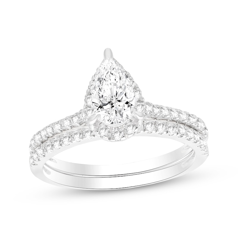 Main Image 1 of Adore Lab-Grown Diamonds Pear-Shaped Halo Engagement Ring 1 ct tw 14K White Gold