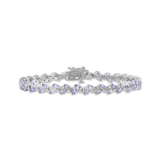 Marquise-Cut Tanzanite & Diamond Bracelet 1/3 ct tw Sterling Silver 7.5"