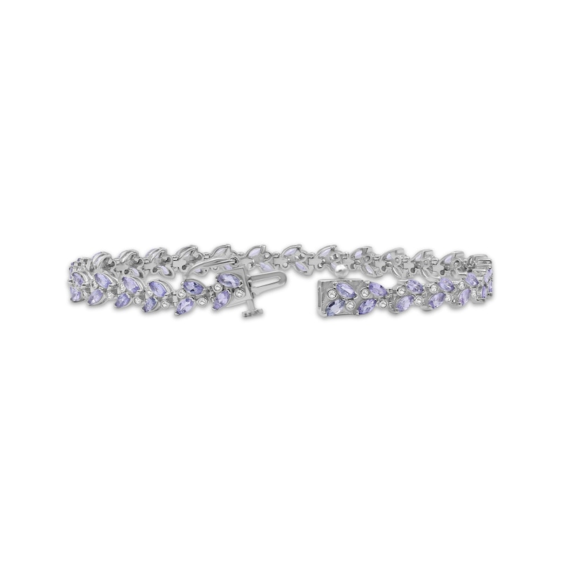 Main Image 2 of Marquise-Cut Tanzanite & Diamond Bracelet 1/3 ct tw Sterling Silver 7.5"