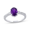 Thumbnail Image 1 of Oval-Cut Amethyst & White Lab-Created Sapphire Ring Sterling Silver