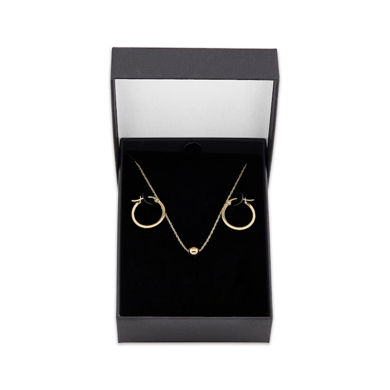 Main Image 1 of Bead Necklace & Hoop Earring Gift Set 10K Yellow Gold