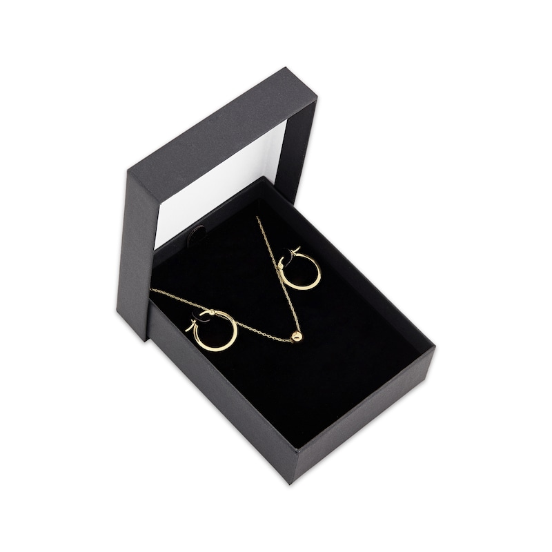 Main Image 2 of Bead Necklace & Hoop Earring Gift Set 10K Yellow Gold