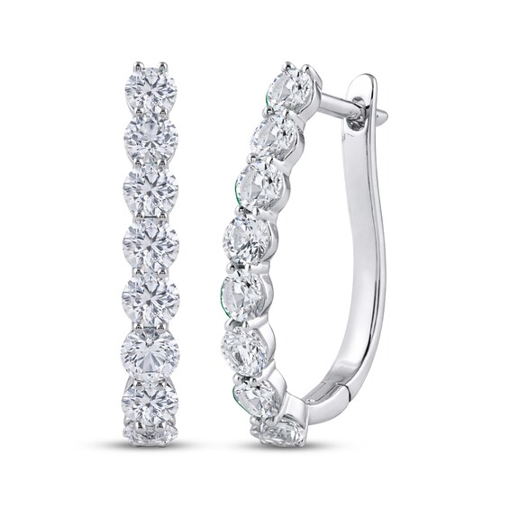 White Lab-Created Sapphire U-Hoop Earrings Sterling Silver