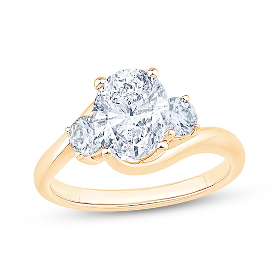 Adore Lab-Grown Diamonds Certified Oval & Round-Cut Three-Stone Engagement Ring 2 ct tw 14K Yellow Gold
