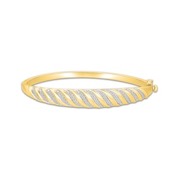 KAY Lab-Grown Diamonds Swirl Stripe Bangle Bracelet 1/2 ct tw 24K Yellow Gold Vermeil Sterling Silver