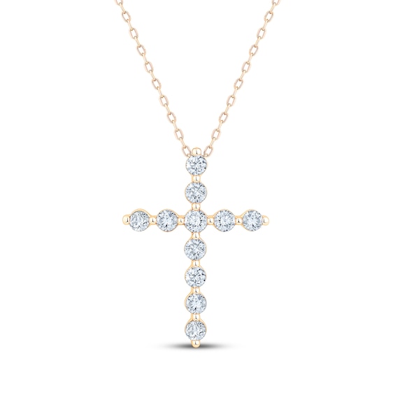 KAY Lab-Grown Diamonds Certified Cross Necklace 1 ct tw 18K Yellow Gold 18"