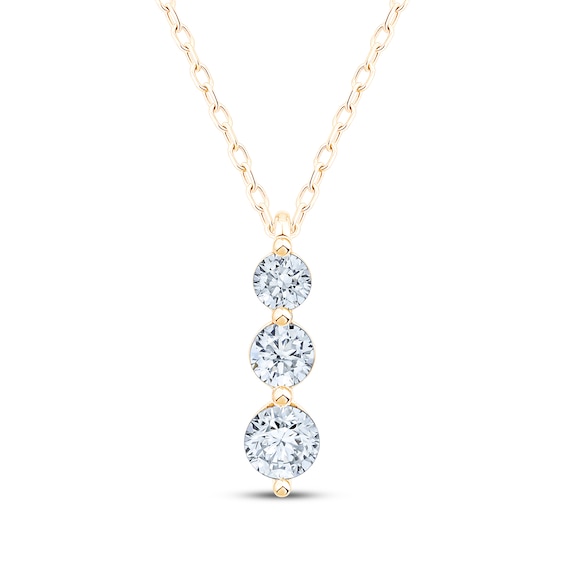 KAY Lab-Grown Diamonds Certified Graduated Drop Necklace 1/2 ct tw 18K Yellow Gold 18"