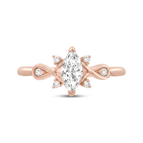 Adore Lab-Grown Diamonds Certified Marquise & Round-Cut Engagement Ring 3/8 ct tw 14K Rose Gold