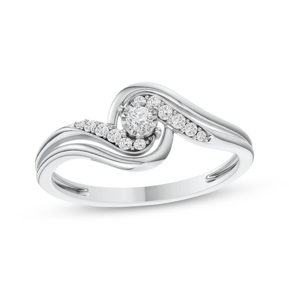 Diamond Bypass Promise Ring 1/10 ct tw Sterling Silver