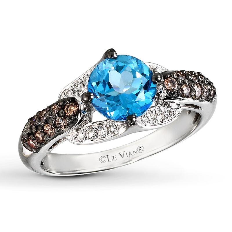 Main Image 1 of Le Vian Blue Topaz Ring 3/8 ct tw Diamonds 14K Vanilla Gold