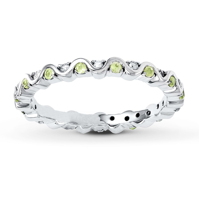 Stackable Ring Peridot & Diamond Sterling Silver