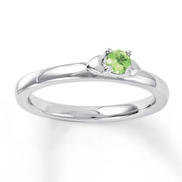 Stackable Heart Ring Peridot Sterling Silver