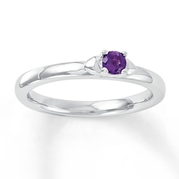 Stackable Heart Ring Amethyst Sterling Silver