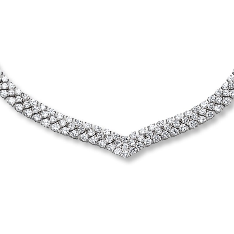 Main Image 1 of Cubic Zirconia Necklace Round-cut Sterling Silver