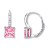 Thumbnail Image 0 of Pink Cubic Zirconia Princess-cut Sterling Silver Earrings
