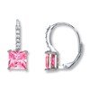 Thumbnail Image 0 of Pink Cubic Zirconia Princess-cut Sterling Silver Earrings