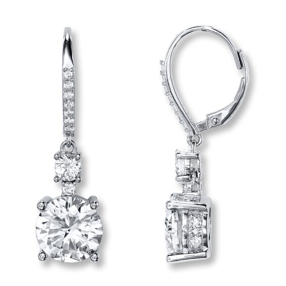 Cubic Zirconia Earrings Round-cut Sterling Silver