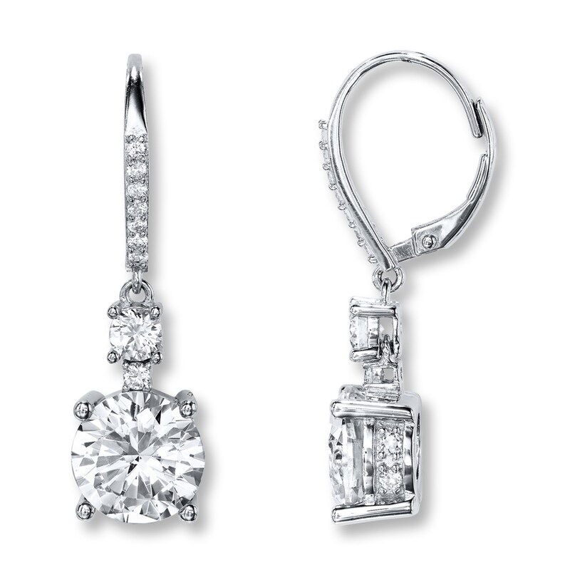 Main Image 1 of Cubic Zirconia Earrings Round-cut Sterling Silver