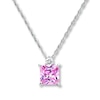 Thumbnail Image 1 of Pink Cubic Zirconia Square-cut Sterling Silver Necklace