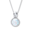 Thumbnail Image 0 of Lab-Created Opal Necklace White Topaz Accents Sterling Silver