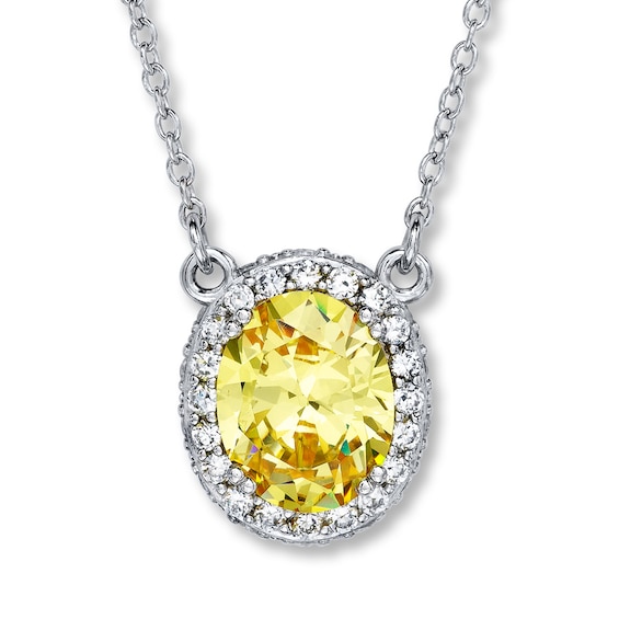 Yellow Cubic Zirconia Sterling Silver Necklace
