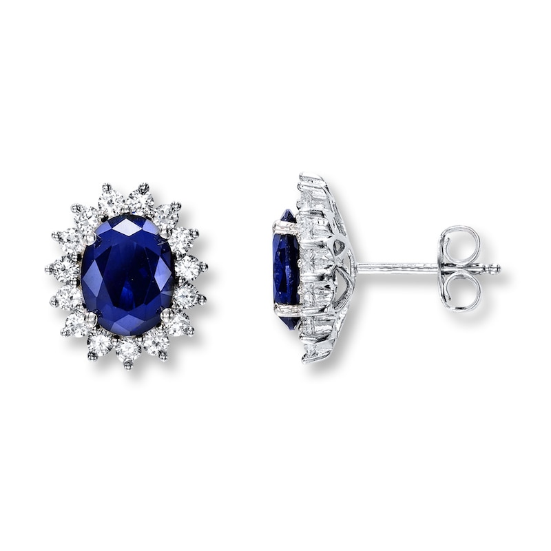Main Image 1 of Blue Cubic Zirconia Sterling Silver Earrings