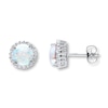 Thumbnail Image 1 of Lab-Created Opal Earrings White Topaz Sterling Silver