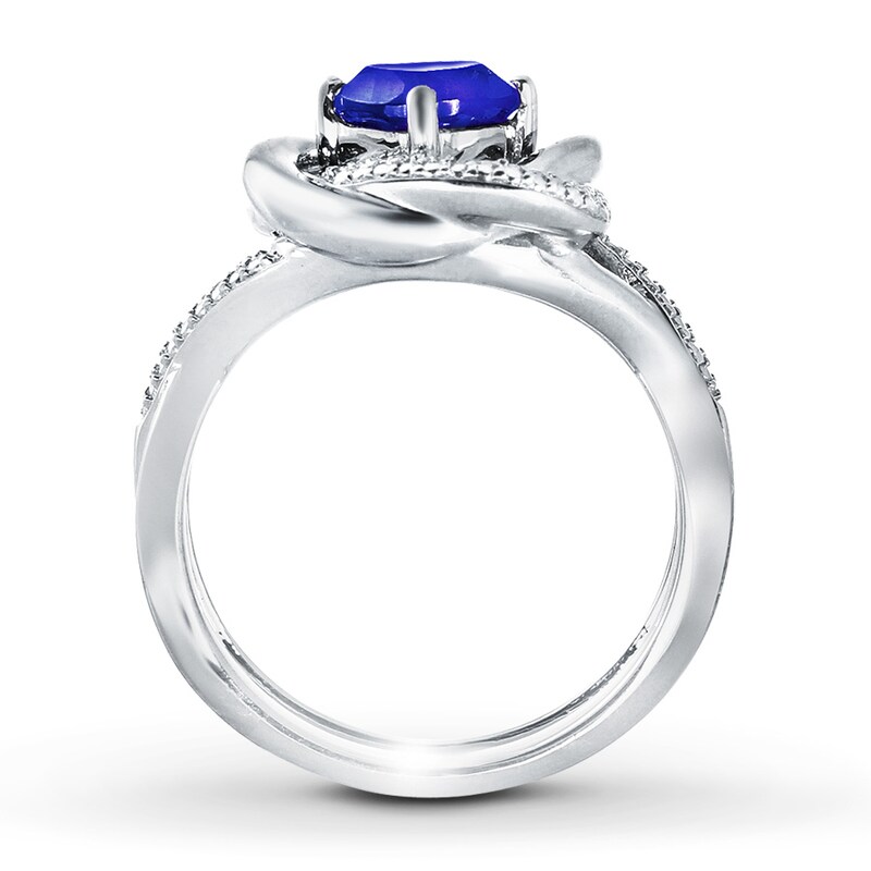 Tanzanite Ring Diamond Accents Sterling Silver