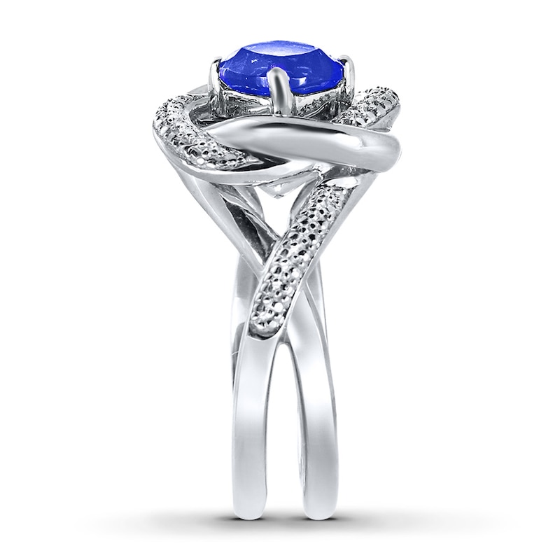 Tanzanite Ring Diamond Accents Sterling Silver