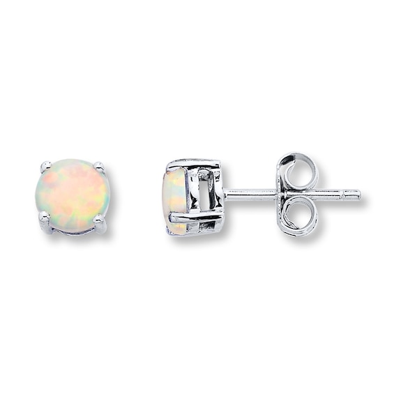 Lab-Created Opal 14K White Gold Earrings