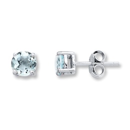 Aquamarine Earrings 14K White Gold