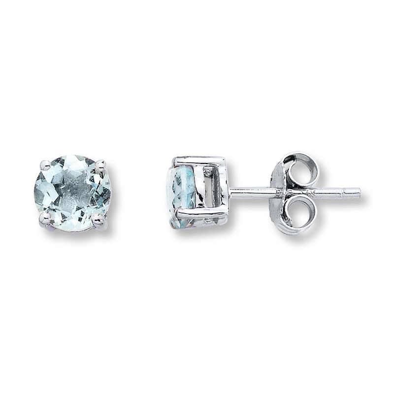 Aquamarine Earrings 14K White Gold