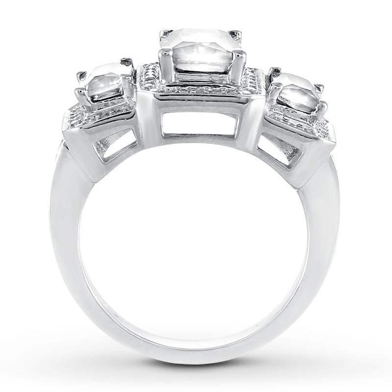 Lab-Created White Sapphire Ring Diamond Accents Sterling Silver