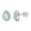Thumbnail Image 0 of Aquamarine Earrings Diamond Accents Sterling Silver