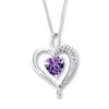 Thumbnail Image 0 of Amethyst Heart Necklace Lab-Created Sapphire Sterling Silver